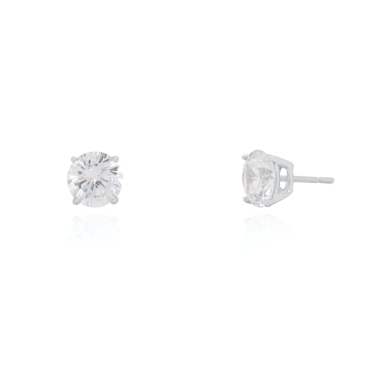 Sterling Silver CZ Stud Earrings Round 10mm (ST-1014-10)