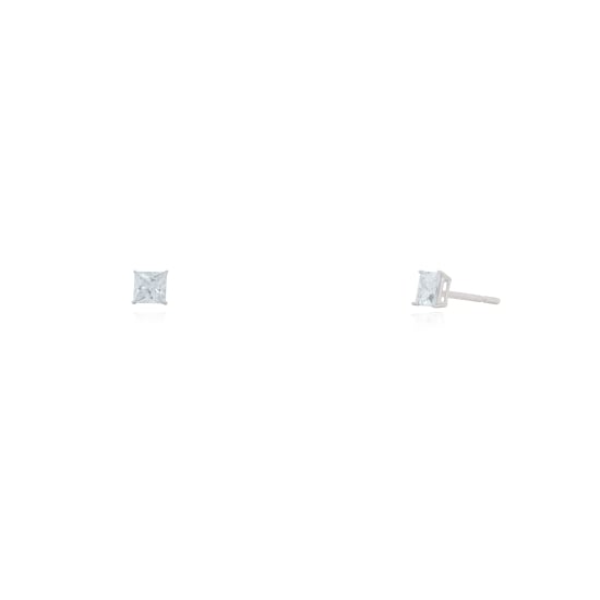 Sterling Silver Square Princess Cut CZ Stud Earrings 3 x 3 (ST-1016-3)