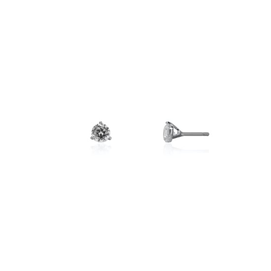 Sterling Silver 3 Prongs 4mm Round CZ Martini Stud Earrings (ST-1713)