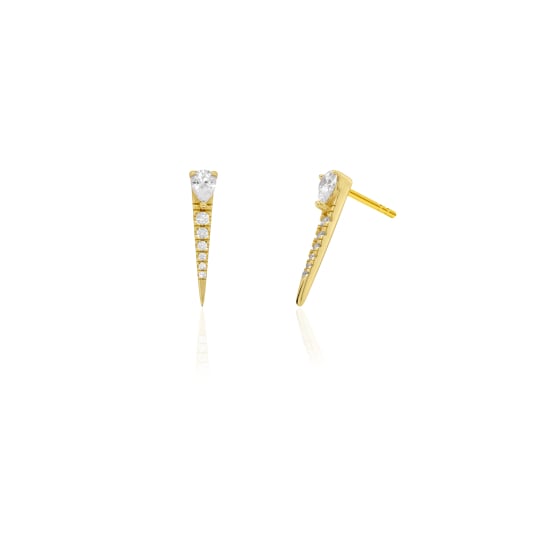 Sterling Silver Gold Vermeil CZ Spike Stud Earrings (ST-1723-G)