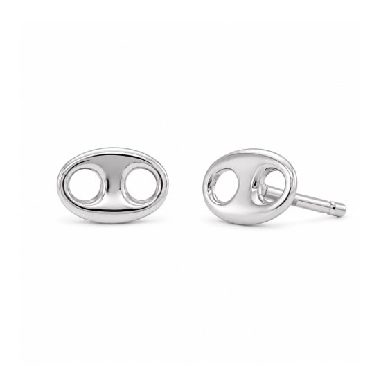 Sterling Silver Mini Puffed Mariner Stud Earrings (ST-1741)
