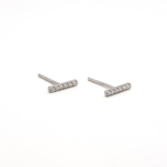 Sterling Silver Lab Diamond TCW 0.1ct Pave Bar Stud Earrings (ST-LGD-1004)