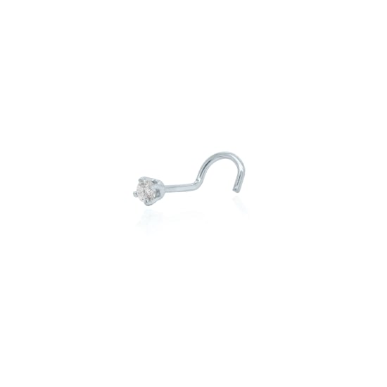 14K White Gold Diamond Nosepin Curved Pin 2.25pt (WG-NS-C2)