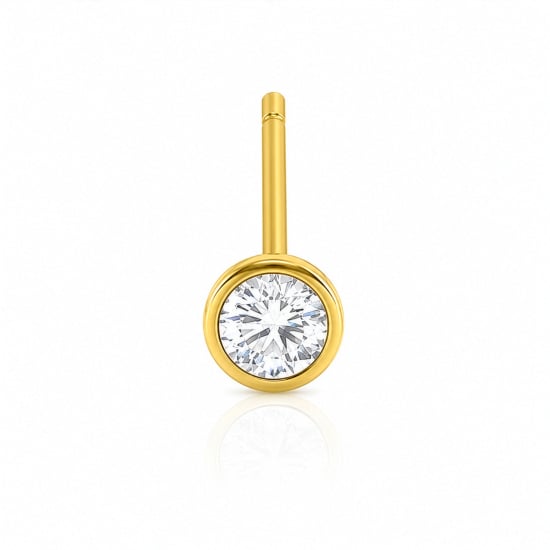 14K Yellow Gold CZ Bezel Set Curved Nosepin (YG-NS-C6)