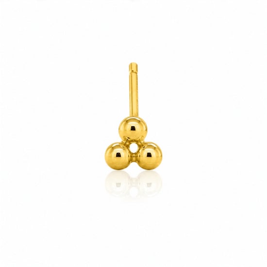 14K Yellow Gold Trio Ball Curved Nosepin (YG-NS-C9)