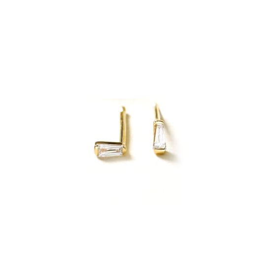 14K Yellow Gold Trapezoid White Diamond Stud (GE-14-1014)