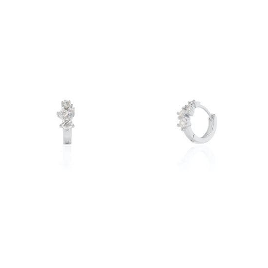 Sterling Silver Fancy CZ Huggies Earrings (HUG-1149)