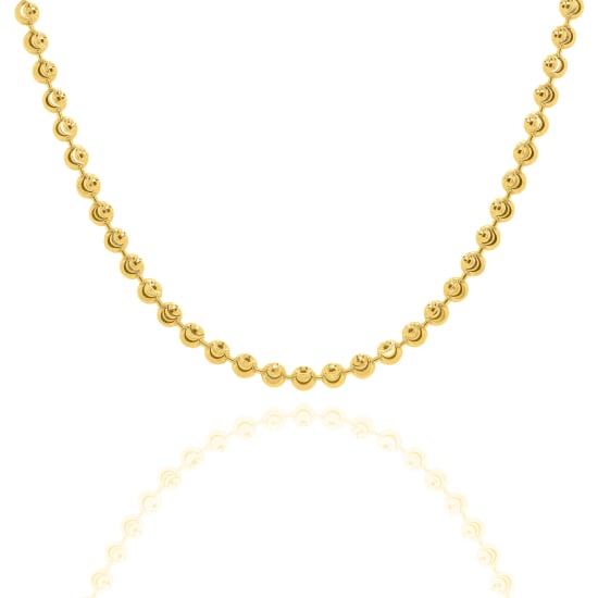 Sterling Silver Gold Vermeil Moon Bead Chain 4mm (CPC-001-G)