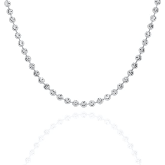 Sterling Silver Rhodium Plated Moon Bead Chain 4mm (CPC-001)