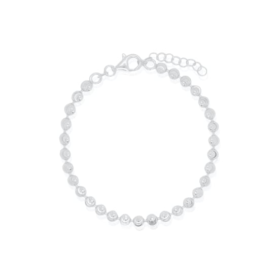 Sterling Silver 4mm Moon Bead Bracelet (BR-1444)