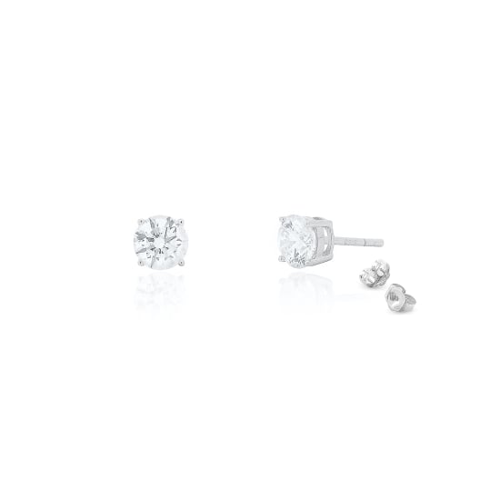 Sterling Silver Rhodium Plated Lab Diamonds 6mm Stud Earrings (ST-1674-6)