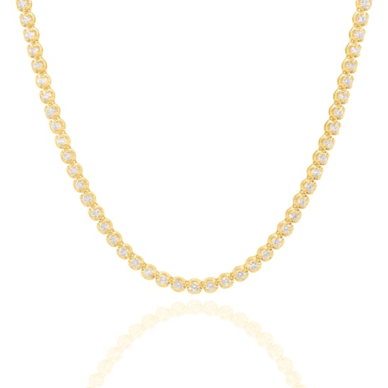 14K Solid Yellow Gold Lab Diamond 2.4mm Tennis TCW 7.43ct Necklace (GC-14-1021)