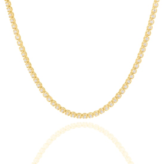 14K Solid Yellow Gold Lab Diamond 1.5mm Tennis TCW 3.05ct Necklace (GC-14-1023)