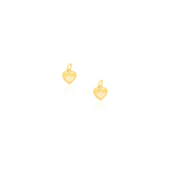 Sterling Silver Gold Vermeil Dainty CZ Puffy Heart Charm - Pack of 2 (P-1504)