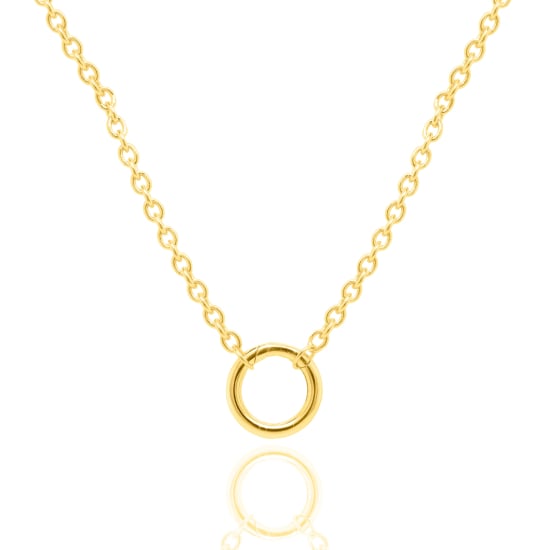 Sterling Silver Gold Vermeil Rolo 15mm Round Enhancer Necklace (N-1592)