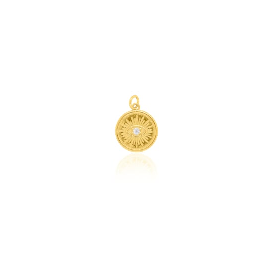 Sterling Silver Gold Vermeil CZ Evil Eye Charm (P-1511)