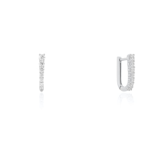 Sterling Silver Gradual CZ U-Shape Huggies Earrings (HUG-1152)