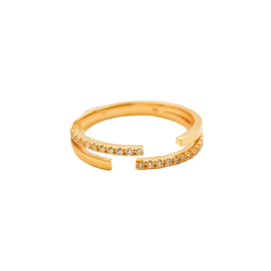 10K Gold Diamond Double Layered Ring, 0.10ct  (GR-10-1086)