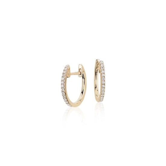 14KT Gold & Diamond  Huggie Earrings .11CTW (GHUG-14-1000)