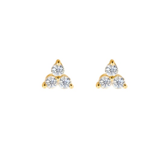 14K Gold & Diamond Tripod Studs 0.2CTW (GE-14-1165)