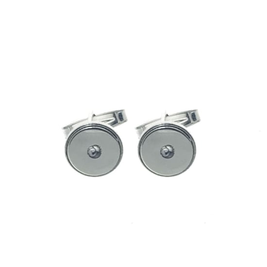 Sterling Silver Round Cufflink With CZ (CL-116)