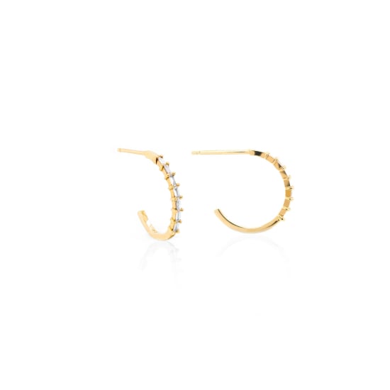 14k Yellow Gold Baguette Diamond Hoop (GE-14-1004)