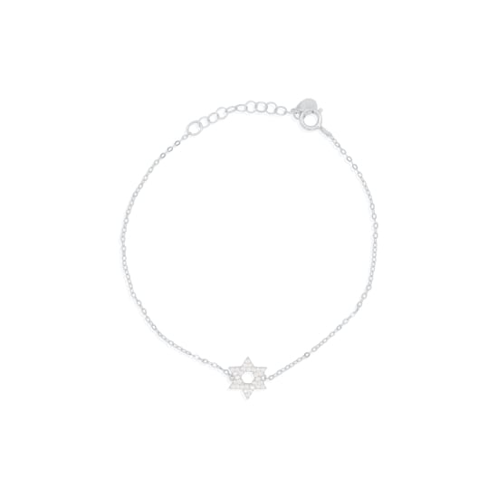 Sterling Silver CZ Star of David Bracelet (BR-1454)