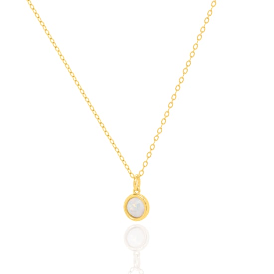 10K Yellow Gold Opal Bezel Set Necklace (GC-10-1126)