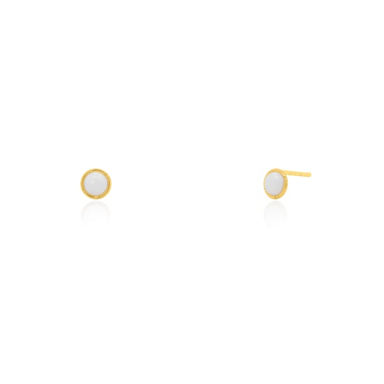 10K Yellow Gold Opal Bezel Set Stud Earrings (GE-10-1121)