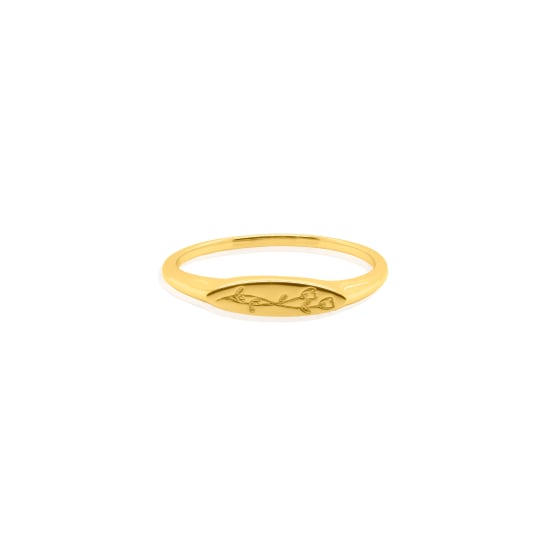 Sterling Silver Gold Vermeil Engraved Flower Ring (R-1647)