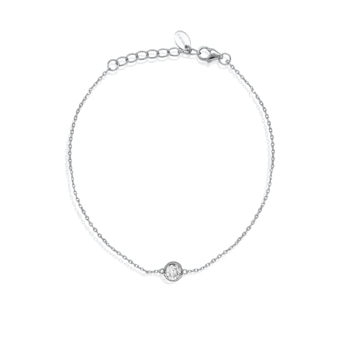 Sterling Silver Lab Diamond TCW 0.51ct Bezel Set Solitaire Bracelet (BR-LGD-1004)