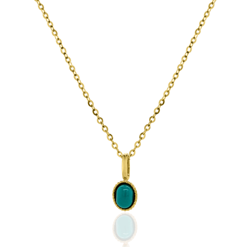 10K Yellow Gold Turquoise Pendant Necklace (GC-10-1134-YG)