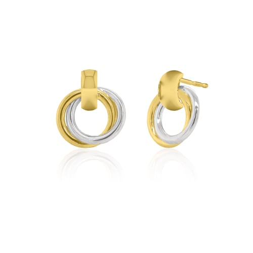 10K Two Tones Gold Interlocking Rings Stud Earrings (GE-10-1144-2T)
