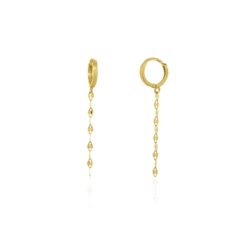 10K Yellow Gold Buckle Chain Huggie Earrings (GHUG-10-1048-YG)
