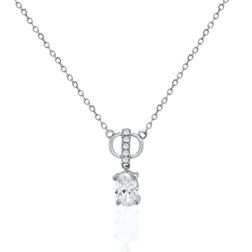 Sterling Silver Rhodium Plated Lab Diamond 0.4ct Necklace (N-LGD-1014-RH)