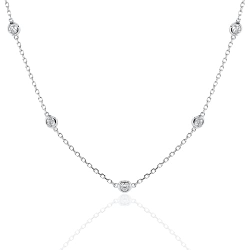 Sterling Silver Lab Diamond TCW 1.0ct By the Yard Necklace (N-LGD-1007)