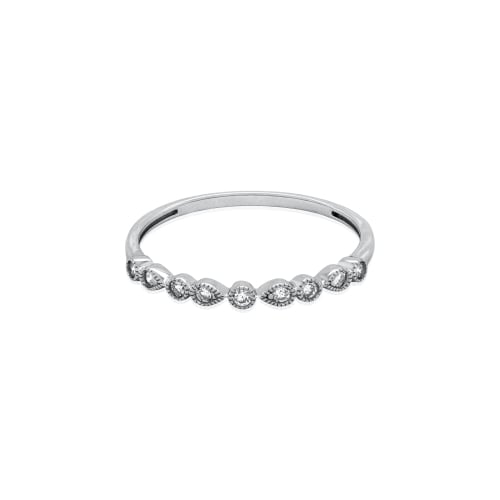 Sterling Silver Rhodium Plated Lab Diamond TCW 0.14ct Bezel Set Band Ring (R-LGD-1004-RH)